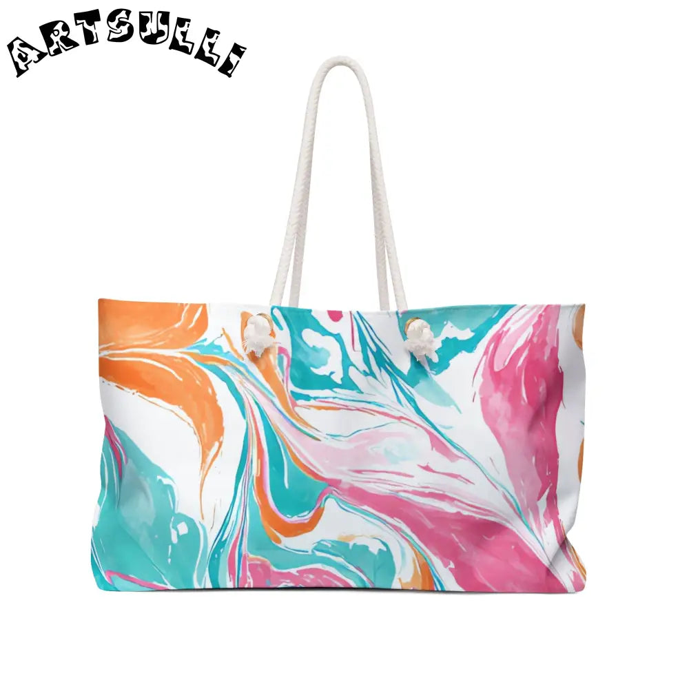Marbled Print Oversized Weekender Tote, Artsulli - Art is Long, Life is Short, Bags, Size, 24" × 13", , , , , 23176231167536518152