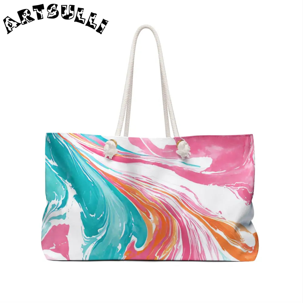 Marbled Print Oversized Weekender Tote, Artsulli - Art is Long, Life is Short, Bags, , , , , , , 