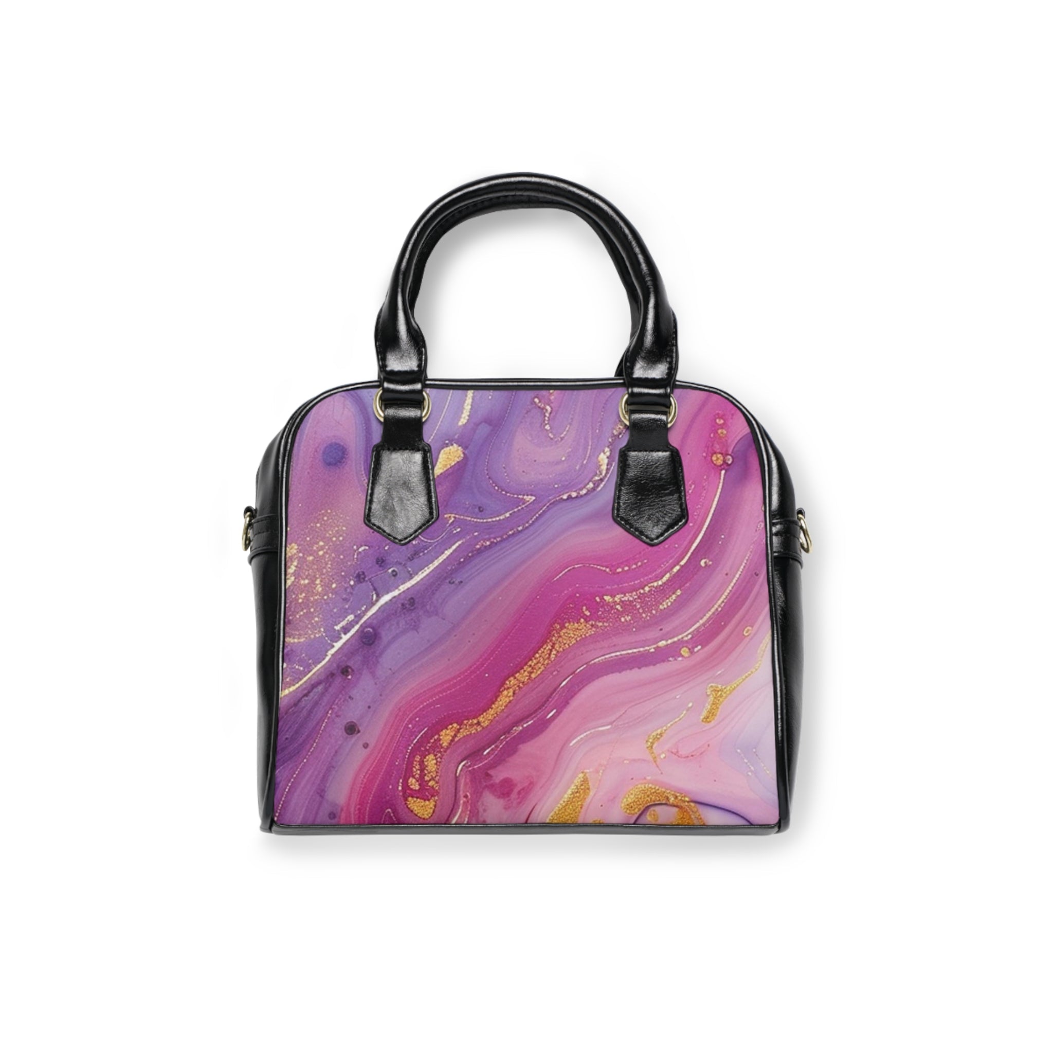 Printify Marbled Purple and Gold Satchel Bag 2025