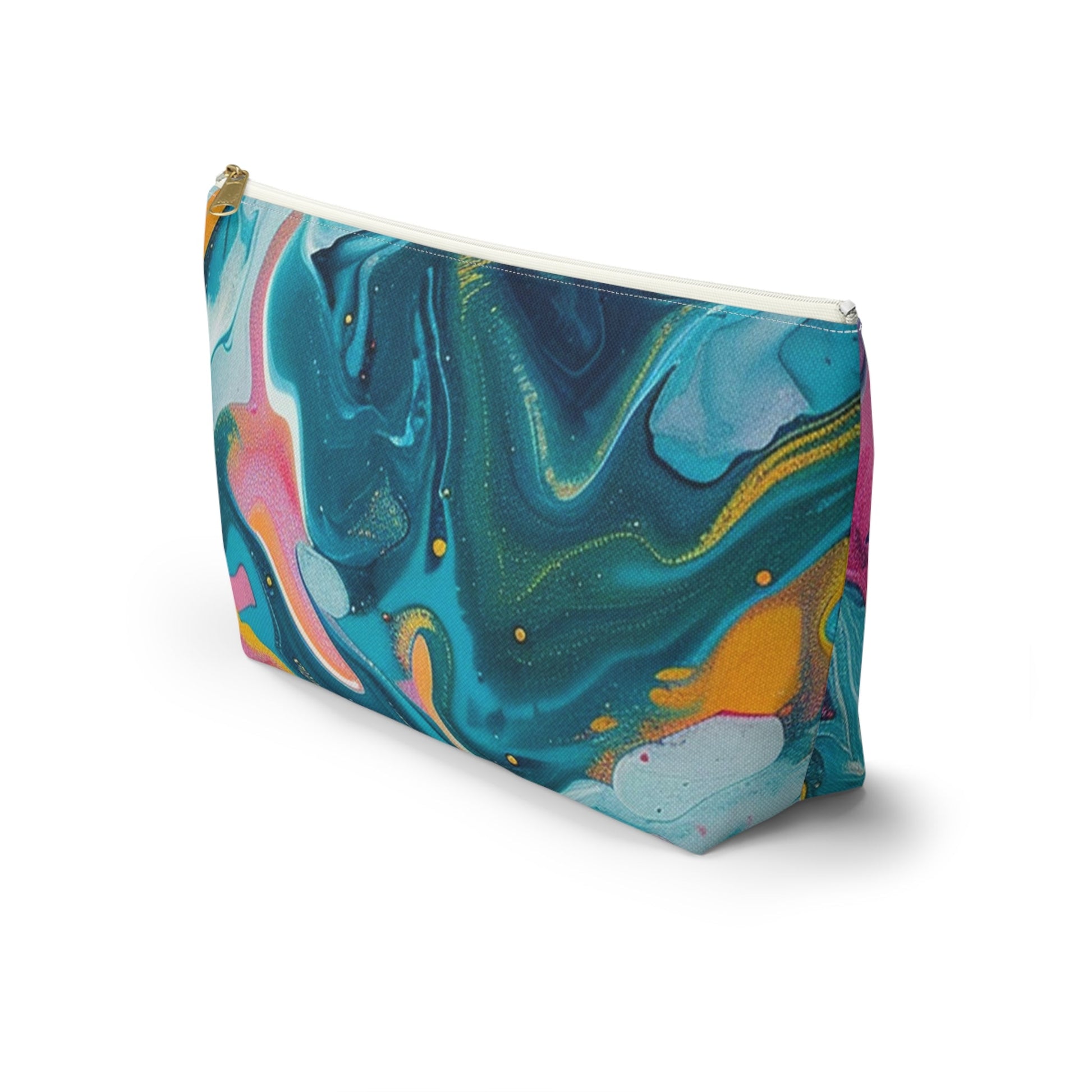Marbled Teal and Pink Abstract Pouch, Artsulli - Art is Long, Life is Short, Bags, , , , , , , 