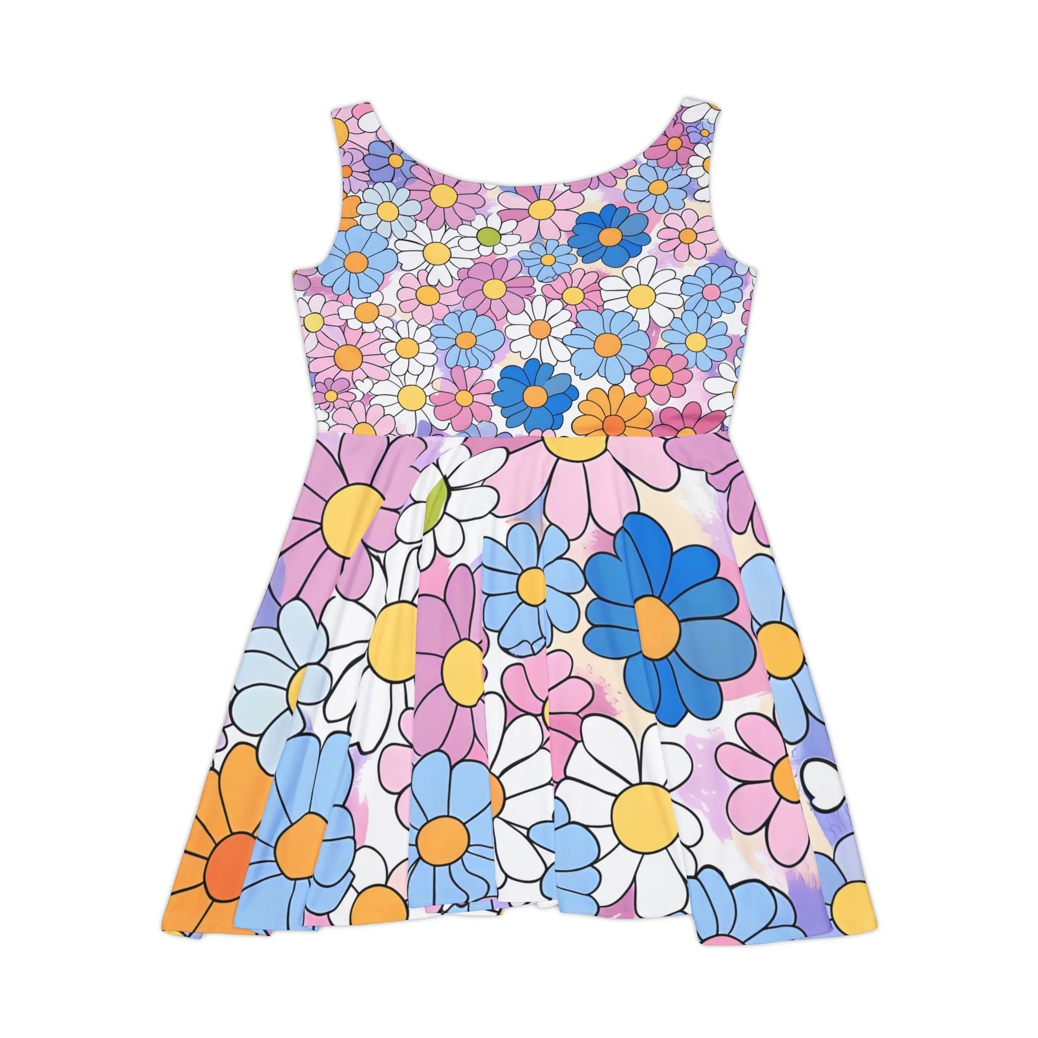 Medium Heavy Fabric Floral Skater Dress, Artsulli - Art is Long, Life is Short, All Over Prints, , , , , , , 
