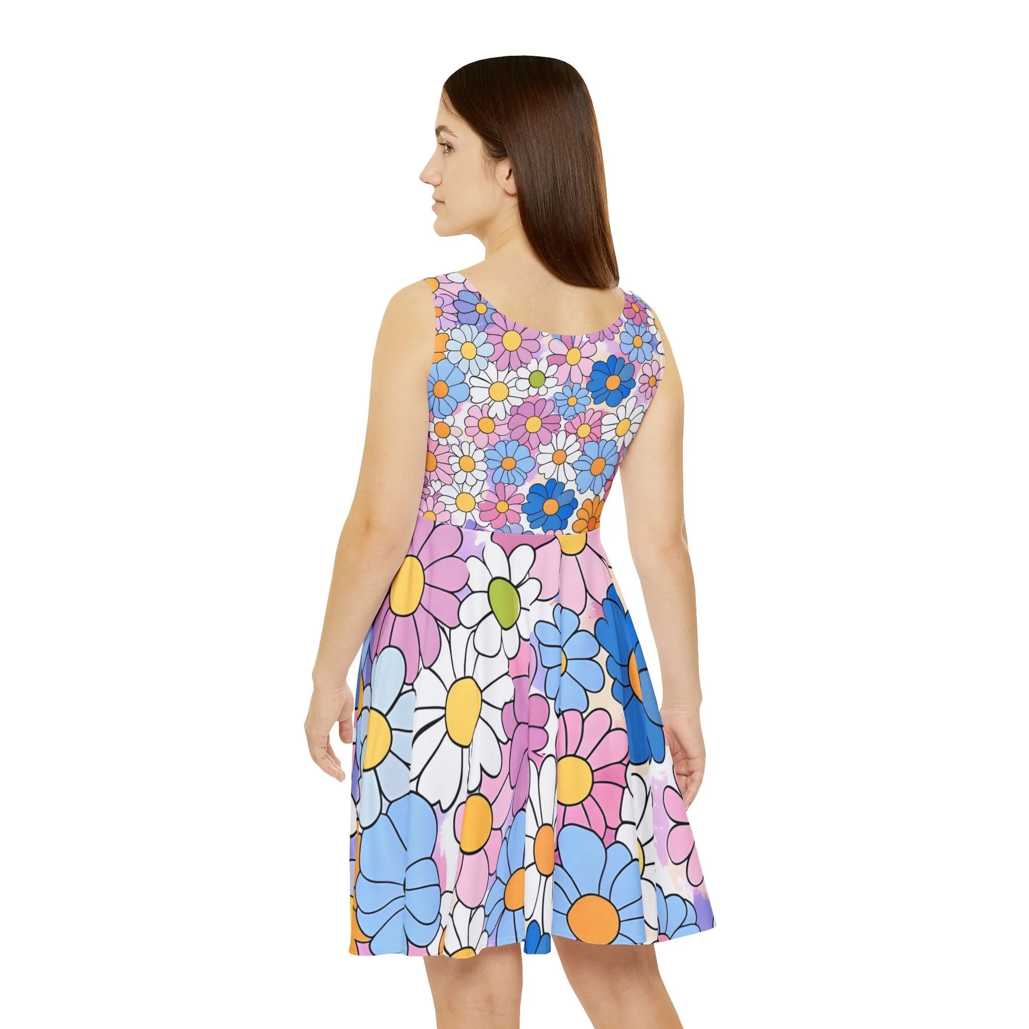 Medium Heavy Fabric Floral Skater Dress, Artsulli - Art is Long, Life is Short, All Over Prints, , , , , , , 