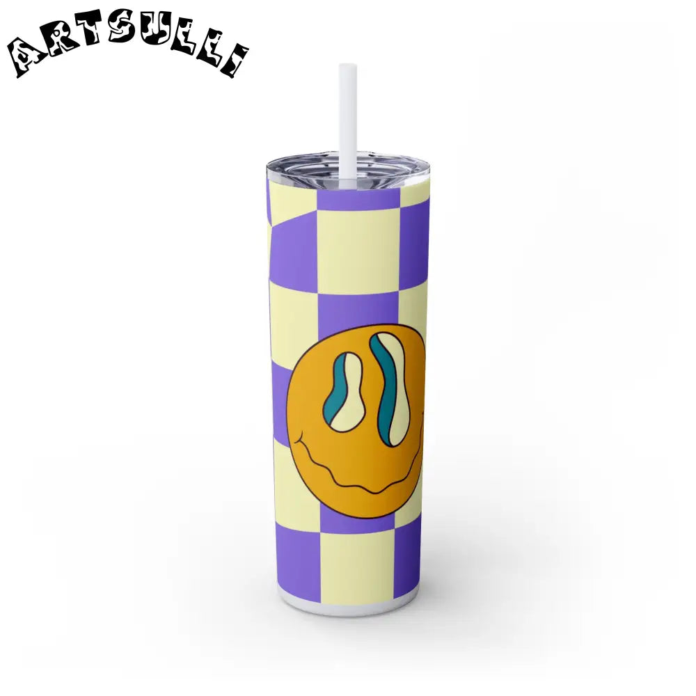 Melting Smiley Checkered Personalized Skinny Tumblers, Artsulli - Art is Long, Life is Short, Mug, Finish, Glossy, Color, Glitter Iceberg, Size, 20oz, 13749014090448
