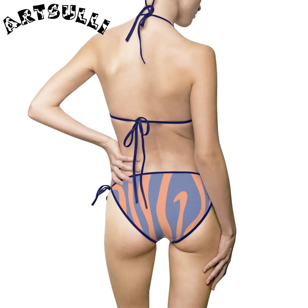 Melting Zebra Stripes Bikini Swimsuit, Artsulli - Art is Long, Life is Short, All Over Prints, , , , , , , 