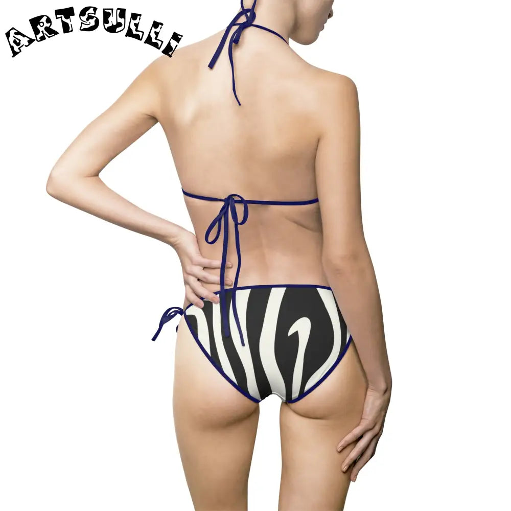 Melting Zebra Stripes Bikini Swimsuit, Artsulli - Art is Long, Life is Short, All Over Prints, , , , , , , 