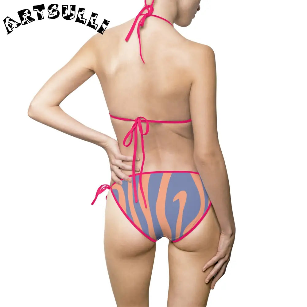 Melting Zebra Stripes Bikini Swimsuit, Artsulli - Art is Long, Life is Short, All Over Prints, , , , , , , 
