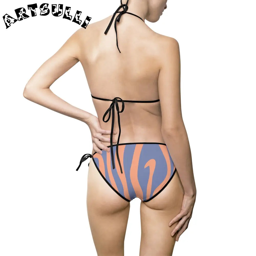 Melting Zebra Stripes Bikini Swimsuit, Artsulli - Art is Long, Life is Short, All Over Prints, , , , , , , 