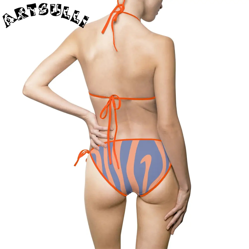 Melting Zebra Stripes Bikini Swimsuit, Artsulli - Art is Long, Life is Short, All Over Prints, , , , , , , 