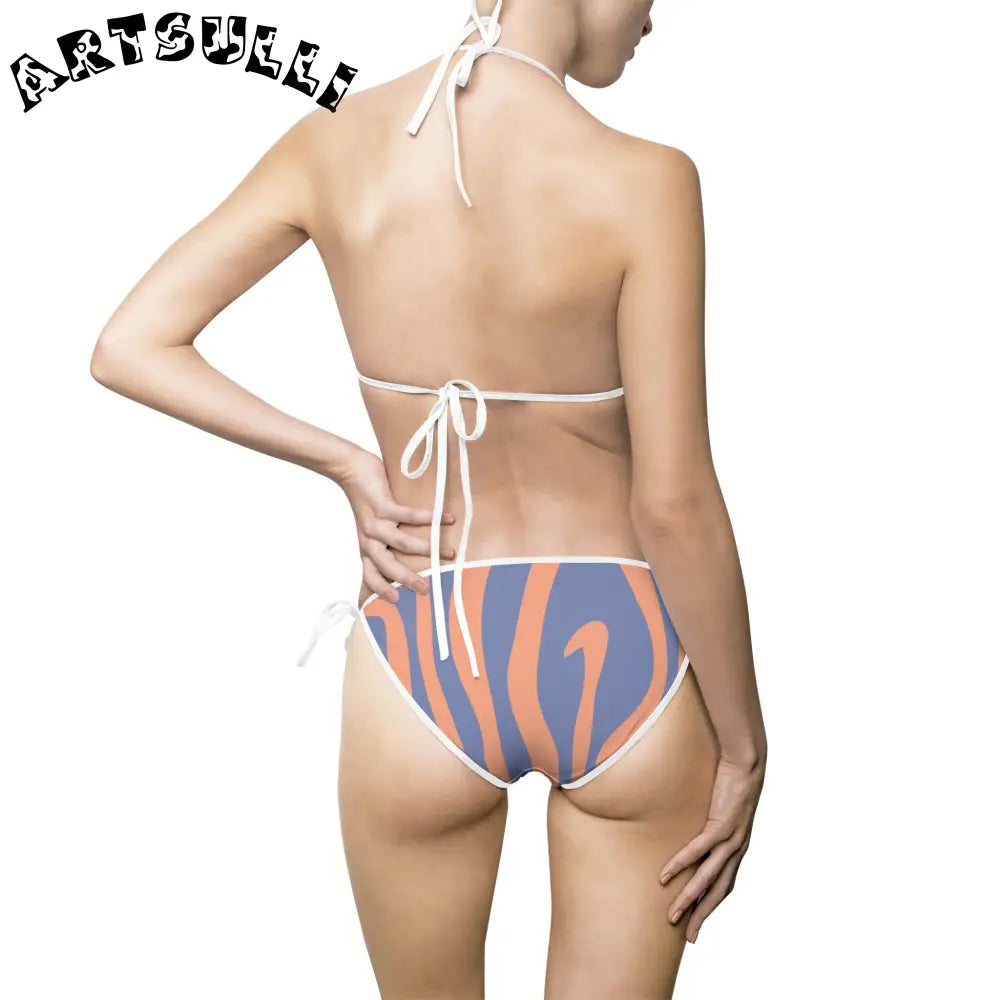 Melting Zebra Stripes Bikini Swimsuit, Artsulli - Art is Long, Life is Short, All Over Prints, , , , , , , 