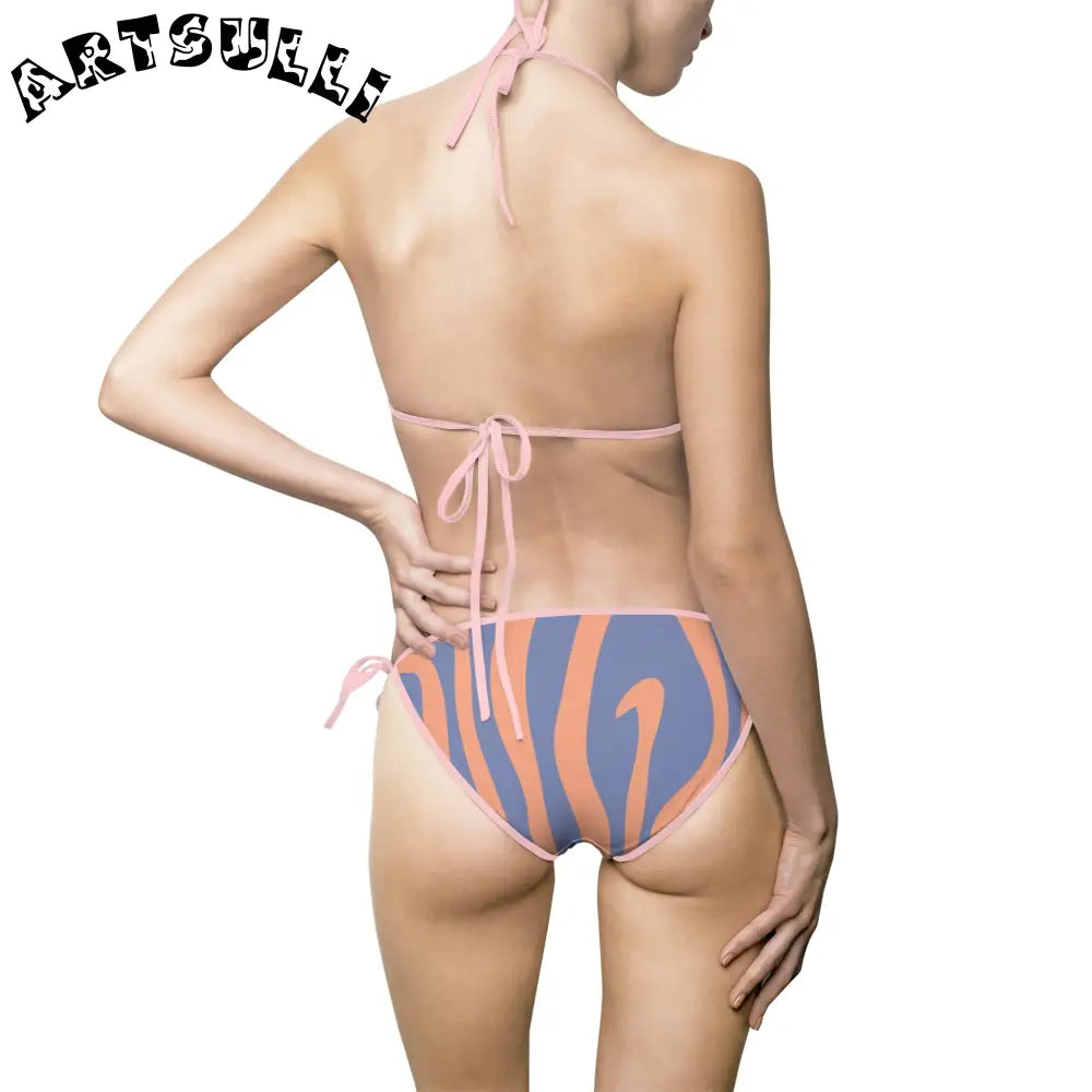 Melting Zebra Stripes Bikini Swimsuit, Artsulli - Art is Long, Life is Short, All Over Prints, , , , , , , 