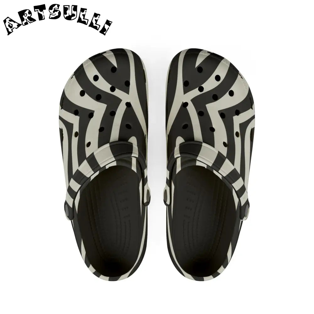 Melting Zebra Stripes EVA Foam Clogs, Artsulli - Art is Long, Life is Short, Shoes, Size, US 6 (Women's), Color, Black, , , 69312251420092