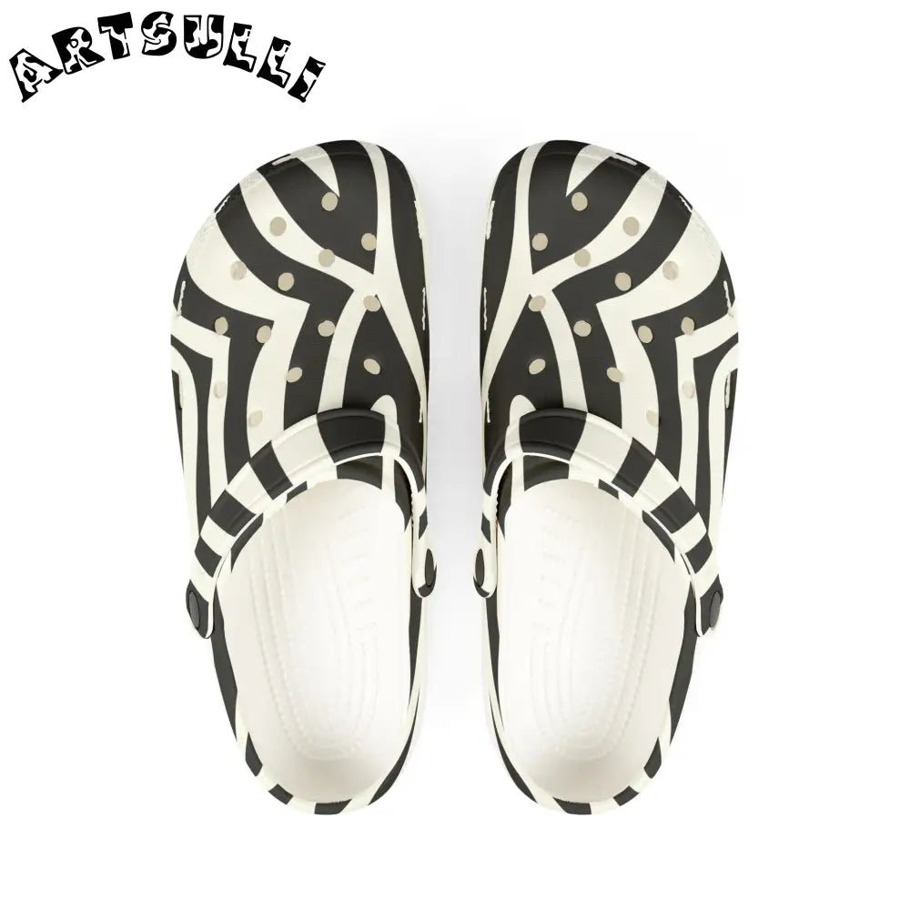 Melting Zebra Stripes EVA Foam Clogs, Artsulli - Art is Long, Life is Short, Shoes, Size, US 6 (Women's), Color, White, , , 69301242404673