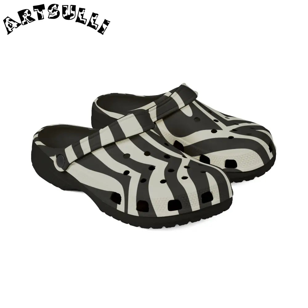Melting Zebra Stripes EVA Foam Clogs, Artsulli - Art is Long, Life is Short, Shoes, , , , , , , 