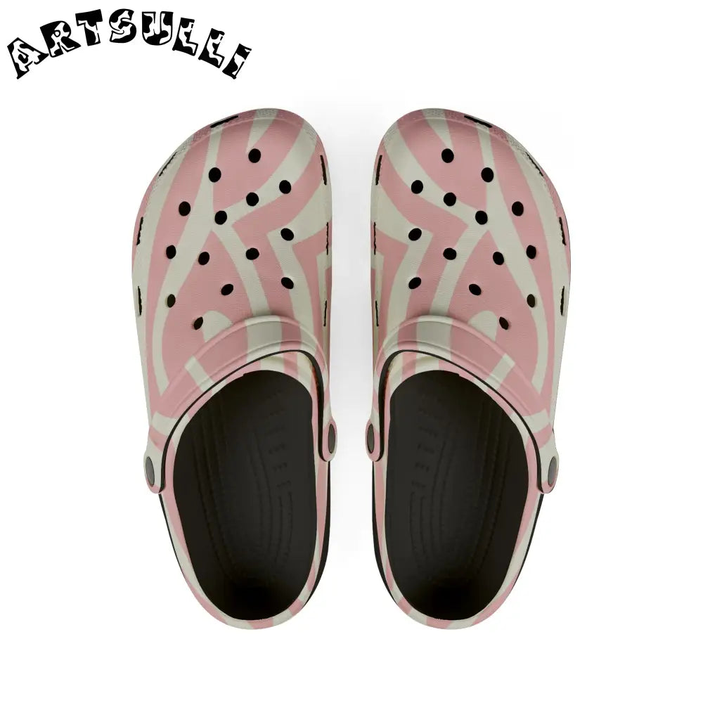 Melting Zebra Stripes Pink EVA Foam Clogs, Artsulli - Art is Long, Life is Short, Shoes, Size, US 6 (Women's), Color, Black, , , 71647083221105