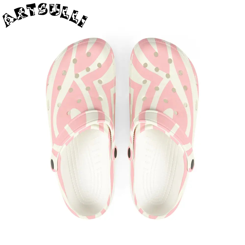 Melting Zebra Stripes Pink EVA Foam Clogs, Artsulli - Art is Long, Life is Short, Shoes, Size, US 6 (Women's), Color, White, , , 71635884436183
