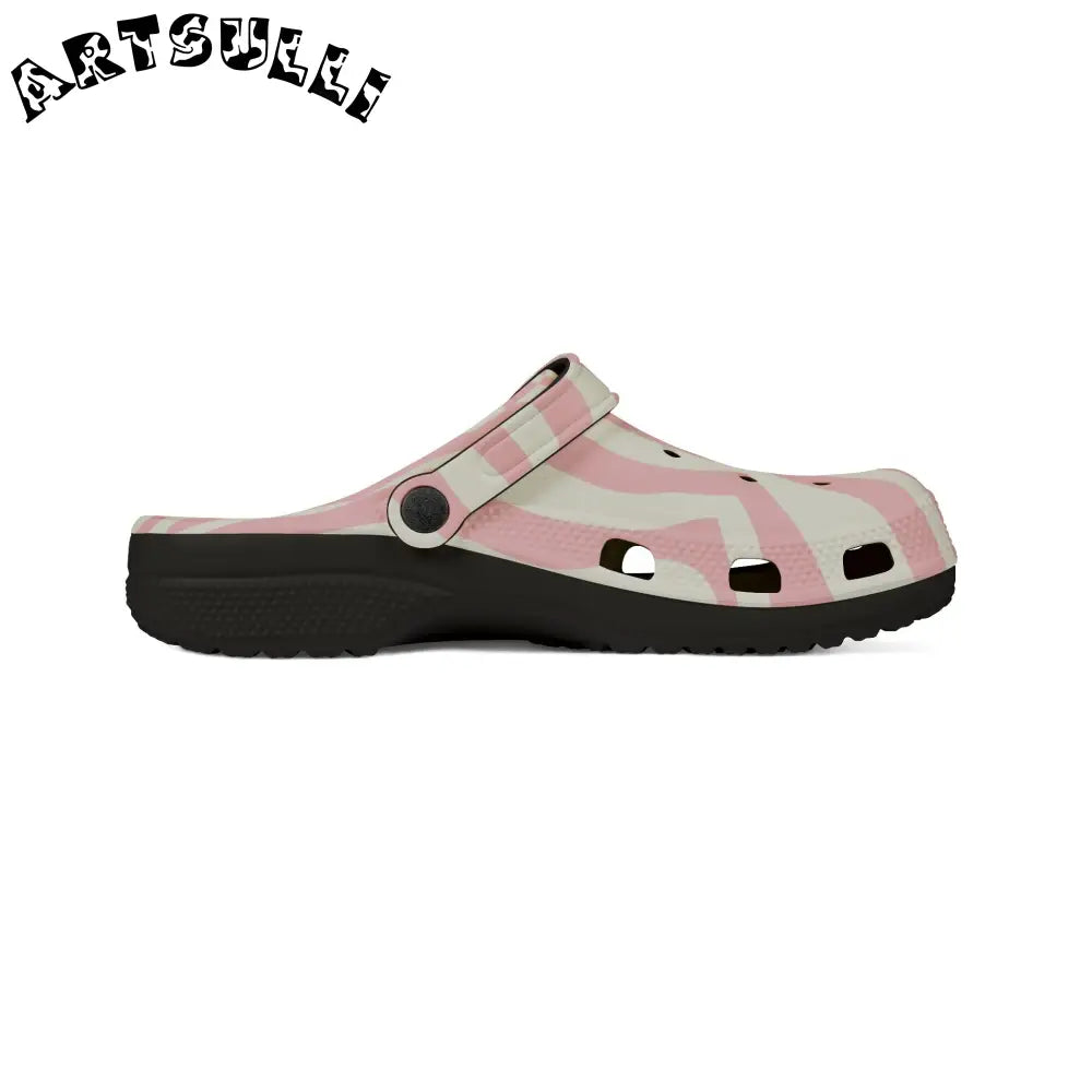 Melting Zebra Stripes Pink EVA Foam Clogs, Artsulli - Art is Long, Life is Short, Shoes, , , , , , , 