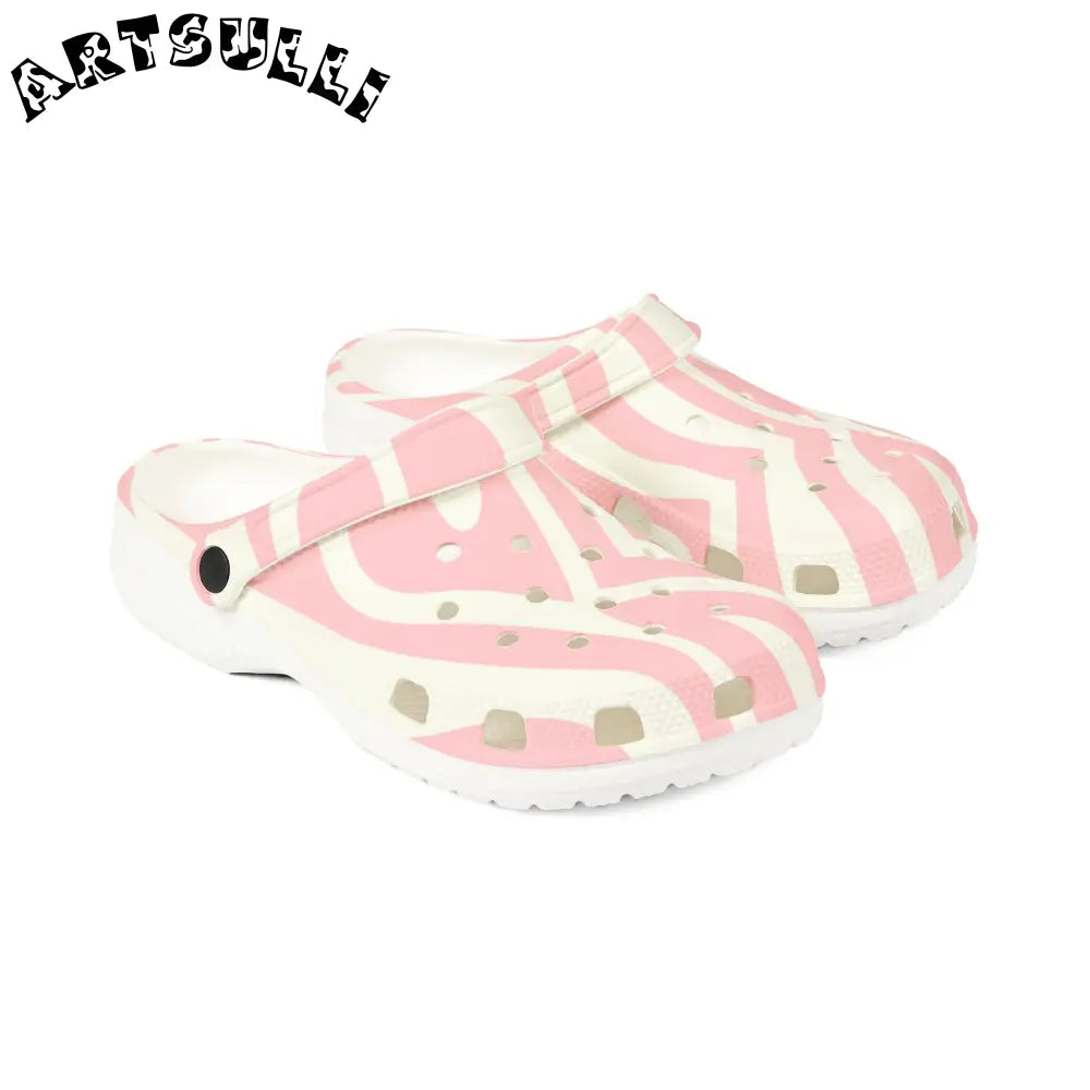 Melting Zebra Stripes Pink EVA Foam Clogs, Artsulli - Art is Long, Life is Short, Shoes, , , , , , , 