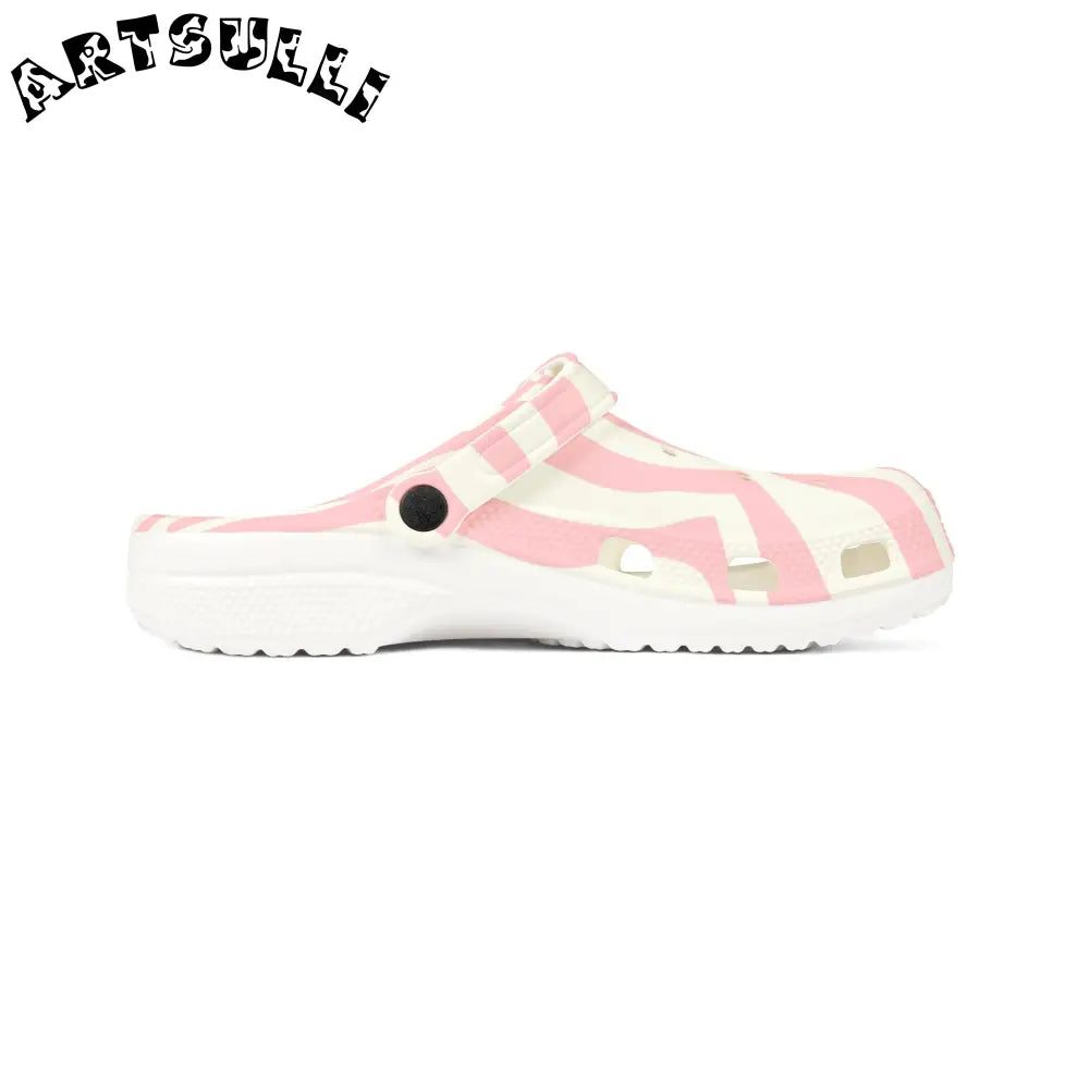 Melting Zebra Stripes Pink EVA Foam Clogs, Artsulli - Art is Long, Life is Short, Shoes, , , , , , , 