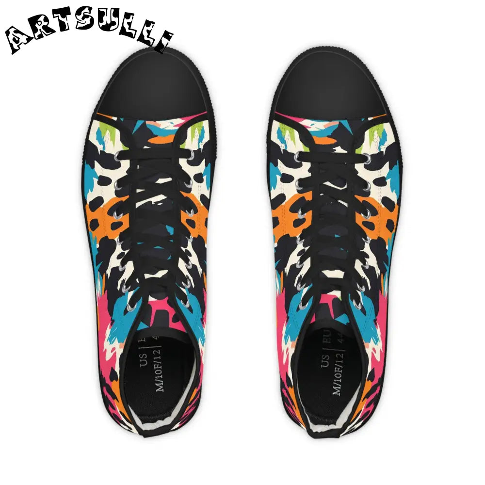 JAKKOUTTHEBXX Men’s Abstract Splatter Breathable Polyester Canvas High Tops 2025