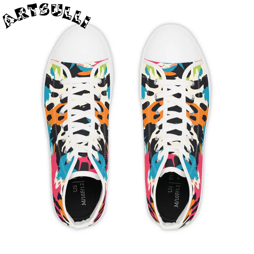JAKKOUTTHEBXX Men’s Abstract Splatter Breathable Polyester Canvas High Tops 2025
