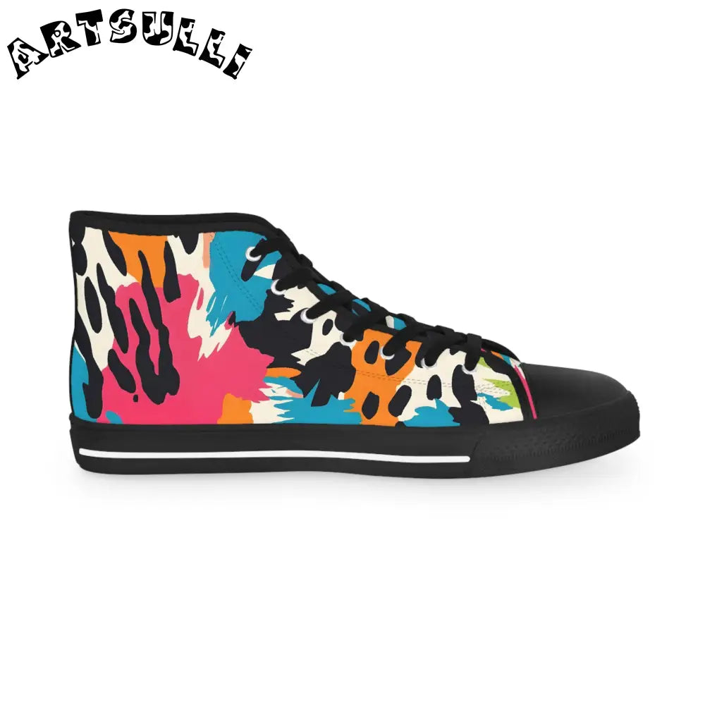 JAKKOUTTHEBXX Men’s Abstract Splatter Breathable Polyester Canvas High Tops 2025