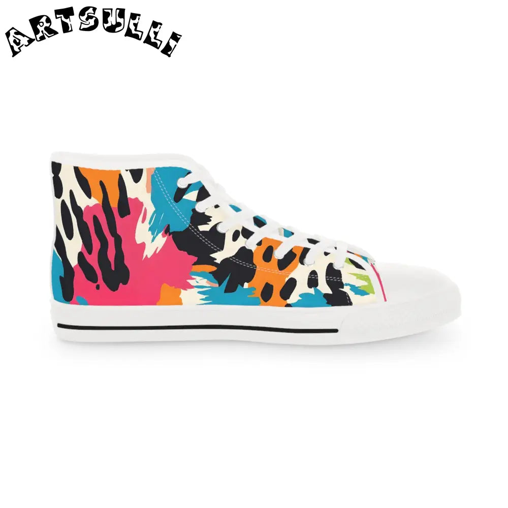 JAKKOUTTHEBXX Men’s Abstract Splatter Breathable Polyester Canvas High Tops 2025