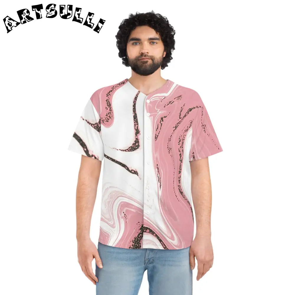 JAKKOUTTHEBXX Pink Marble Moisture Wicking Baseball Jersey 2025