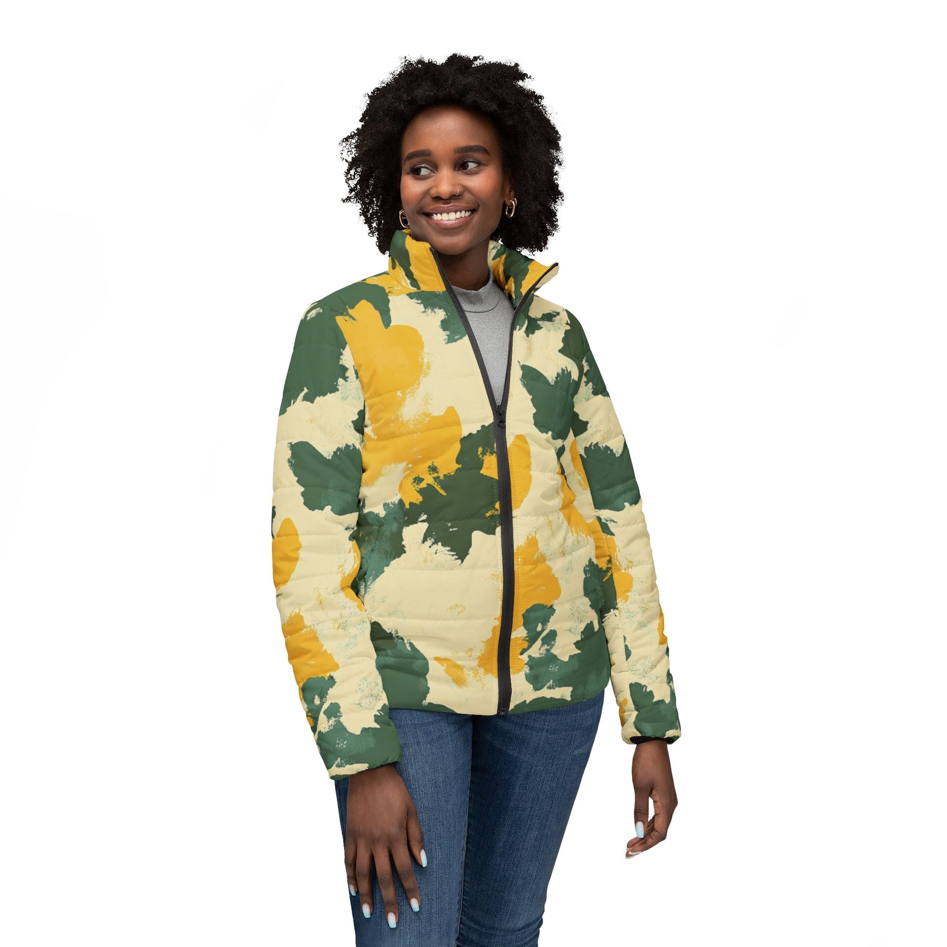 Men's Camouflage Puffer Jacket, Artsulli - Art is Long, Life is Short, All Over Prints, , , , , , , 