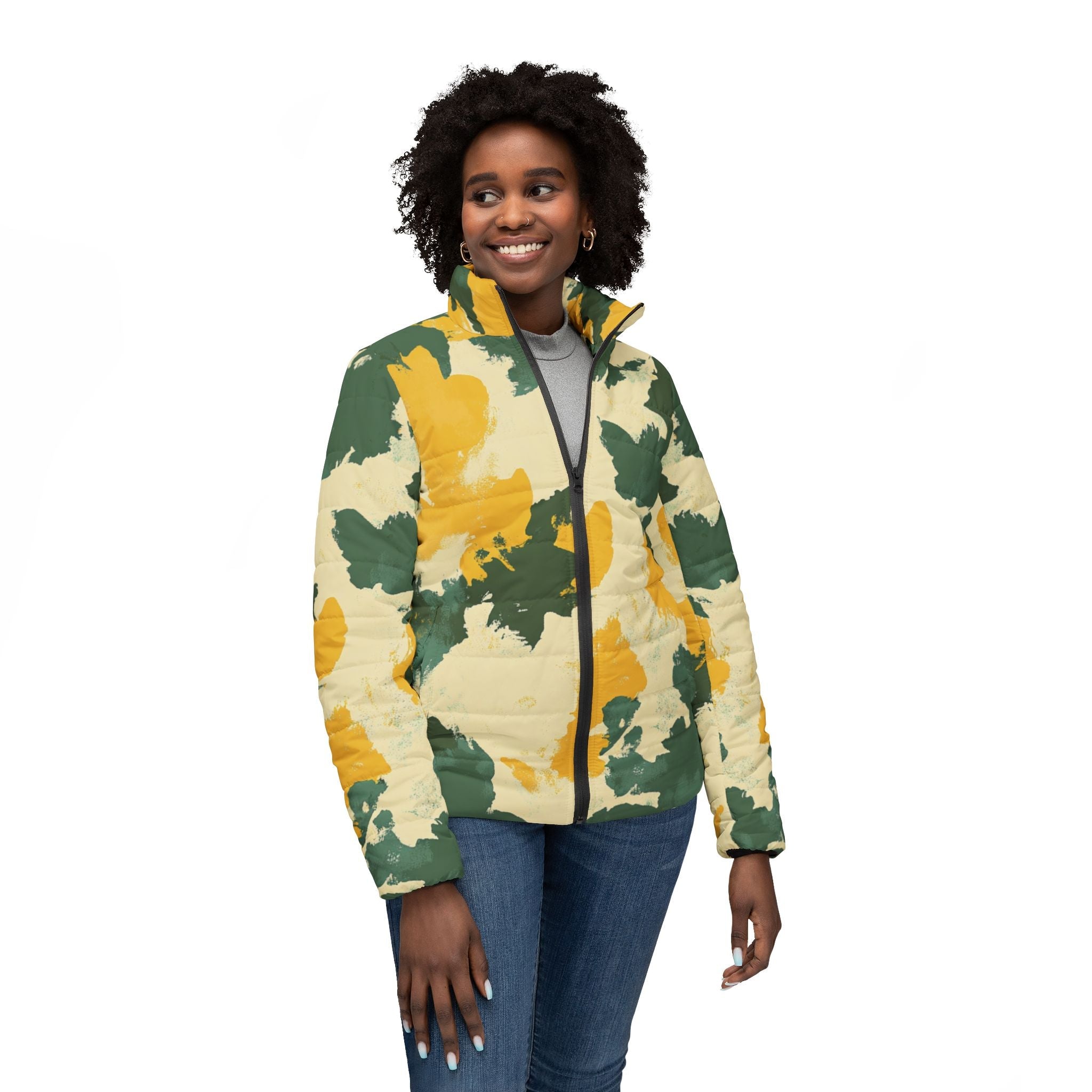 Men's Camouflage Puffer Jacket, Artsulli - Art is Long, Life is Short, All Over Prints, , , , , , , 