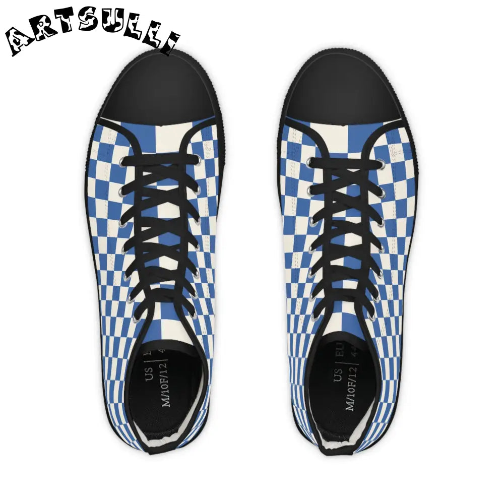 Men's Checkerboard Breathable Polyester Canvas High Tops, Artsulli - Art is Long, Life is Short, Shoes, , , , , , , 