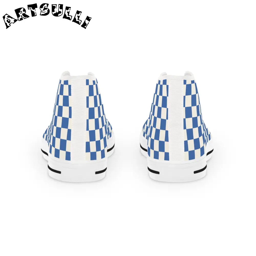 Men's Checkerboard Breathable Polyester Canvas High Tops, Artsulli - Art is Long, Life is Short, Shoes, , , , , , , 