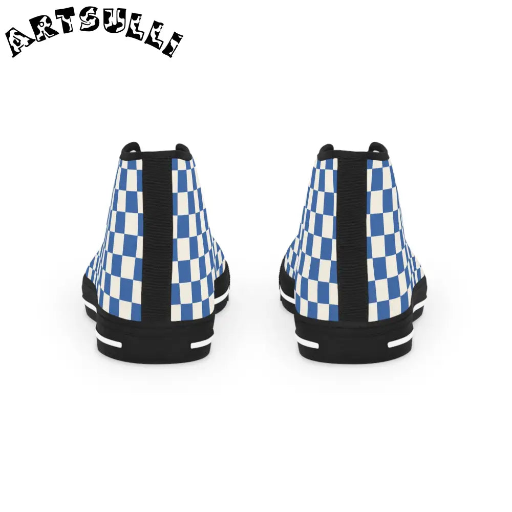 Men's Checkerboard Breathable Polyester Canvas High Tops, Artsulli - Art is Long, Life is Short, Shoes, , , , , , , 