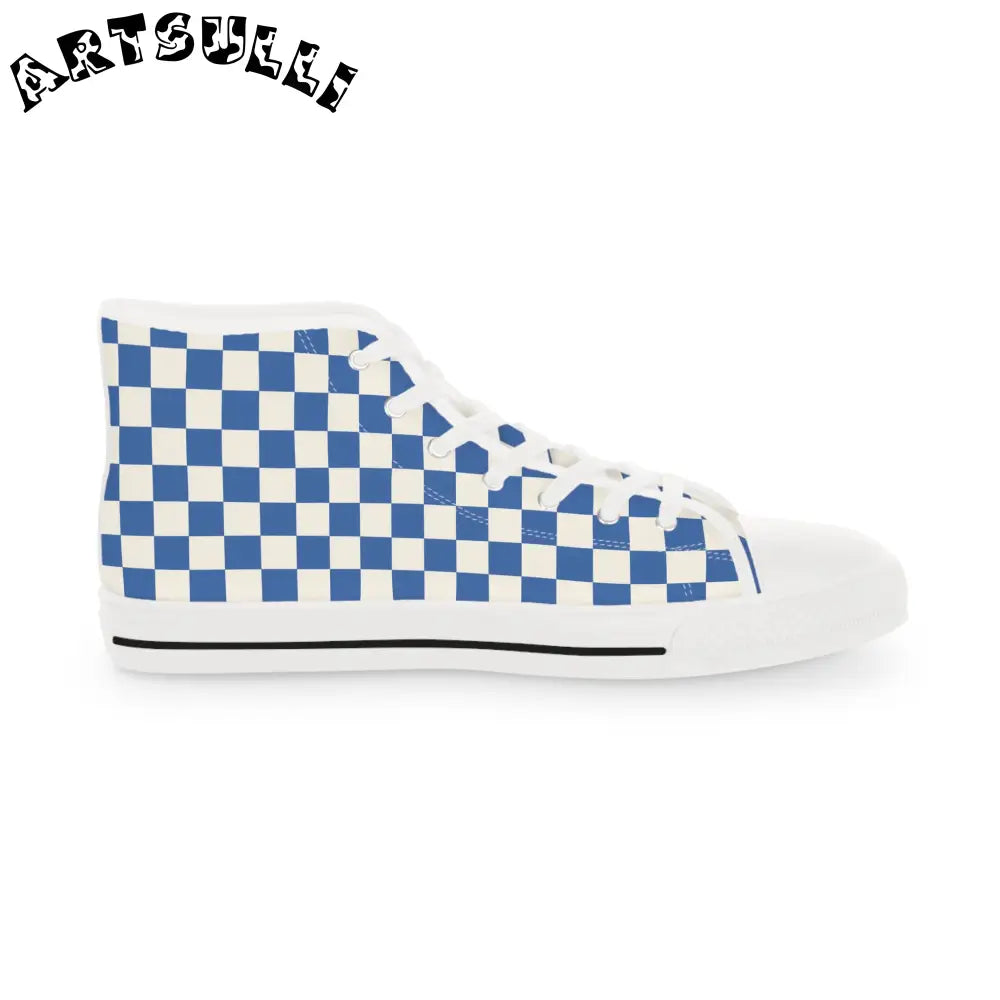 Men's Checkerboard Breathable Polyester Canvas High Tops, Artsulli - Art is Long, Life is Short, Shoes, , , , , , , 