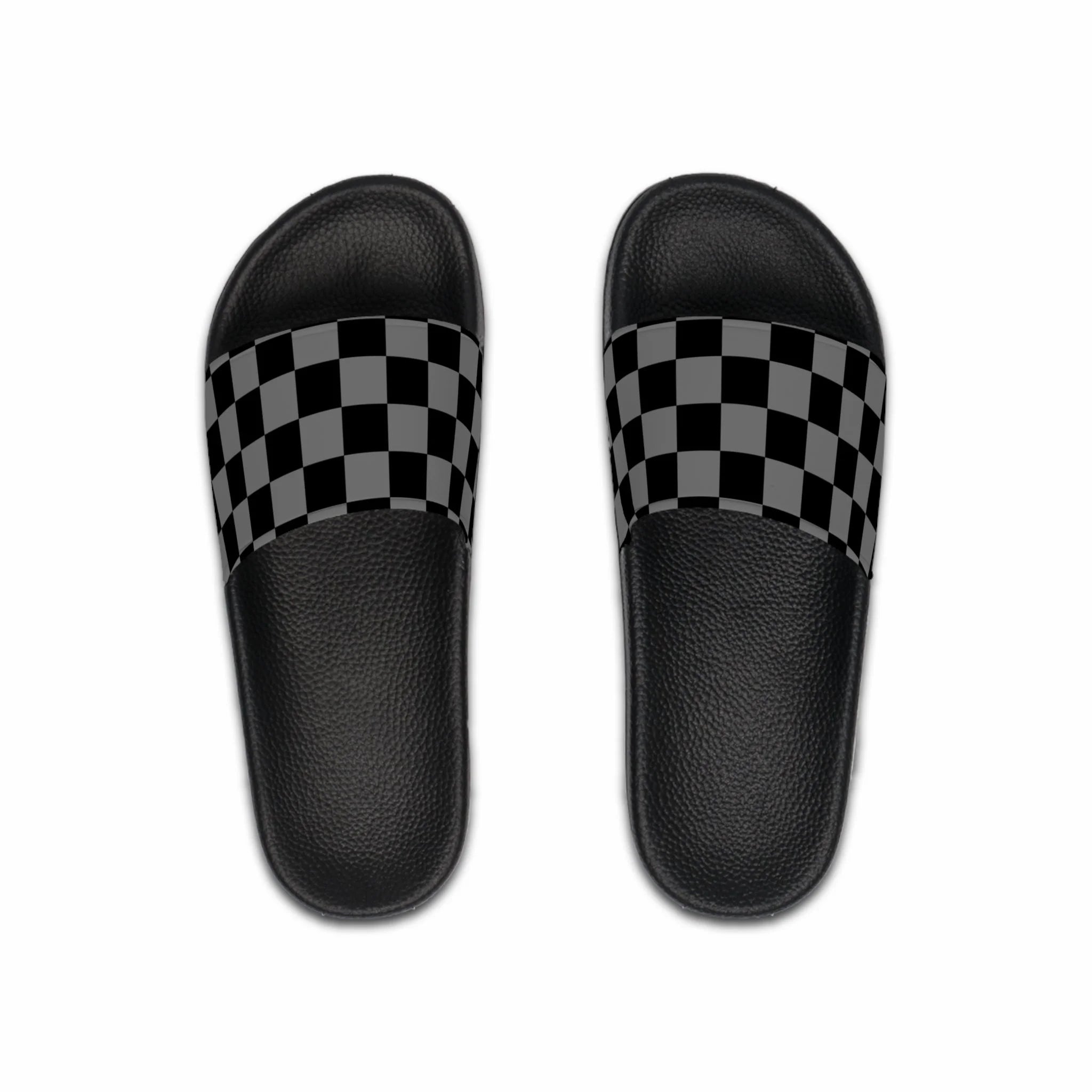 Men's Checkerboard Slides with Excellent Cushioning, Artsulli - Art is Long, Life is Short, Shoes, Color, Black sole, Size, US 6, , , 14203375813460517354