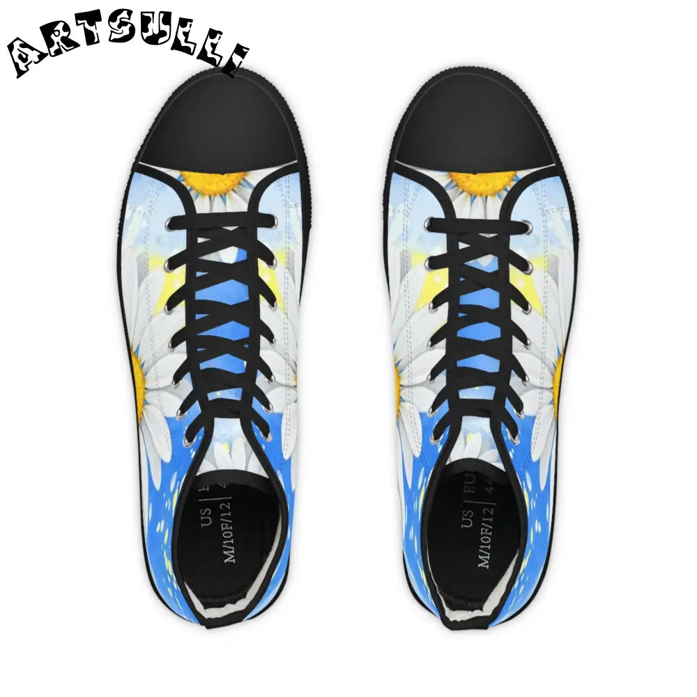 Men's Daisy Breathable Polyester Canvas High Top Sneakers, Artsulli - Art is Long, Life is Short, Shoes, , , , , , , 