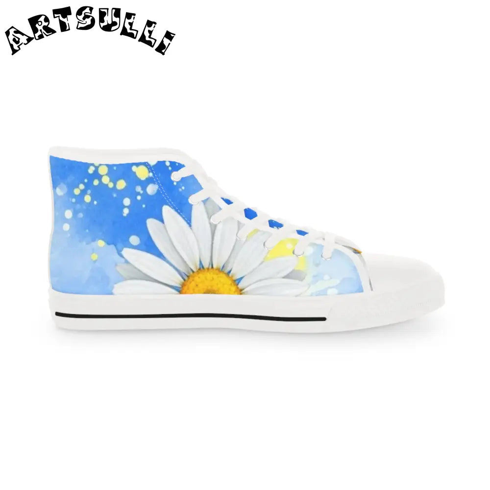 Men's Daisy Breathable Polyester Canvas High Top Sneakers, Artsulli - Art is Long, Life is Short, Shoes, , , , , , , 