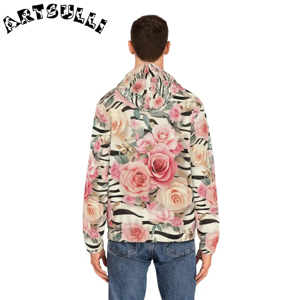 JAKKOUTTHEBXX Pink Rose and Zebra Print Zip Hoodie 2025
