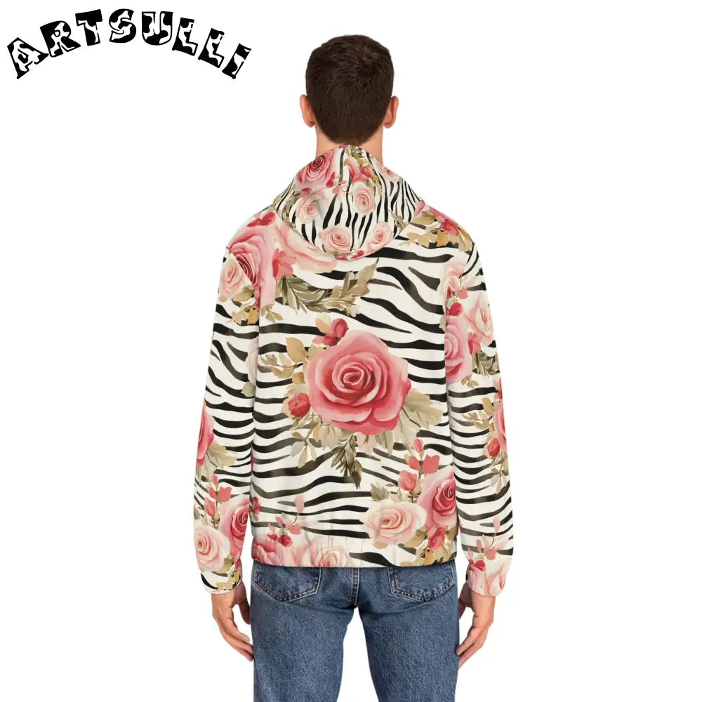 JAKKOUTTHEBXX Pink Floral Zebra Print Zip Hoodie 2025