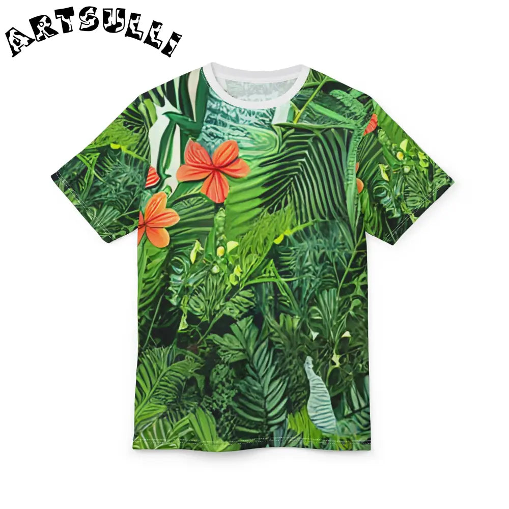 Mens Green Tropical Print T Shirt, Artsulli - Art is Long, Life is Short, All Over Prints, , , , , , , 