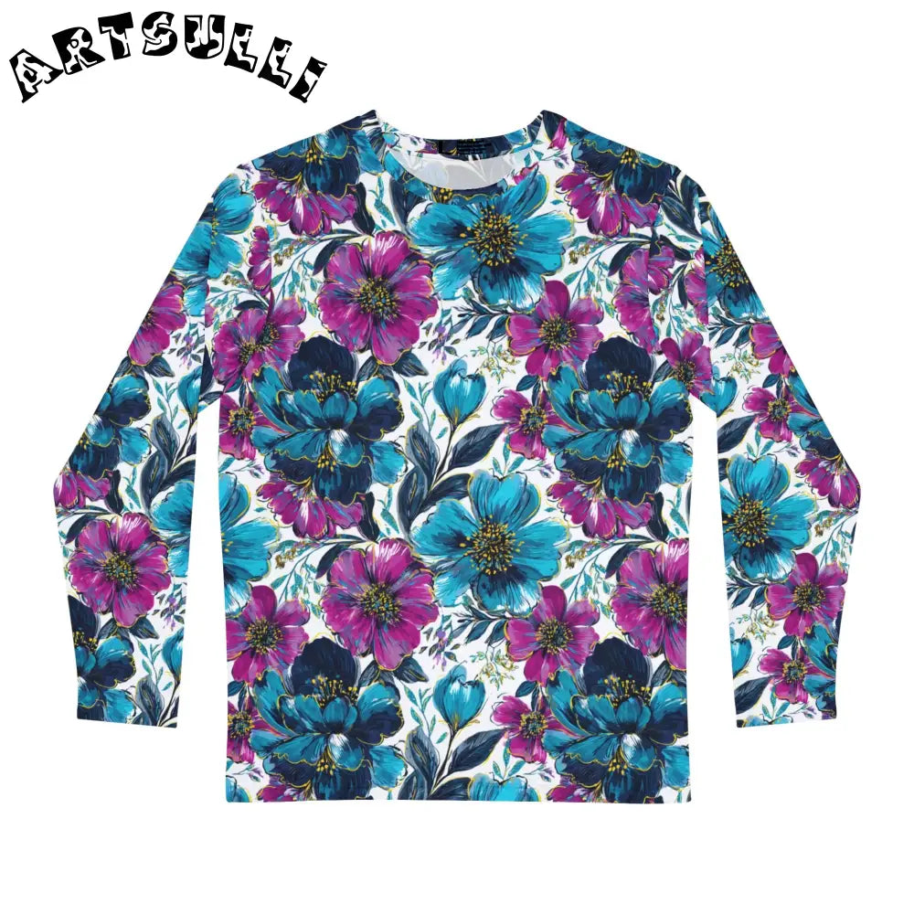 JAKKOUTTHEBXX Teal and Magenta Floral Long Sleeve Shirt 2025