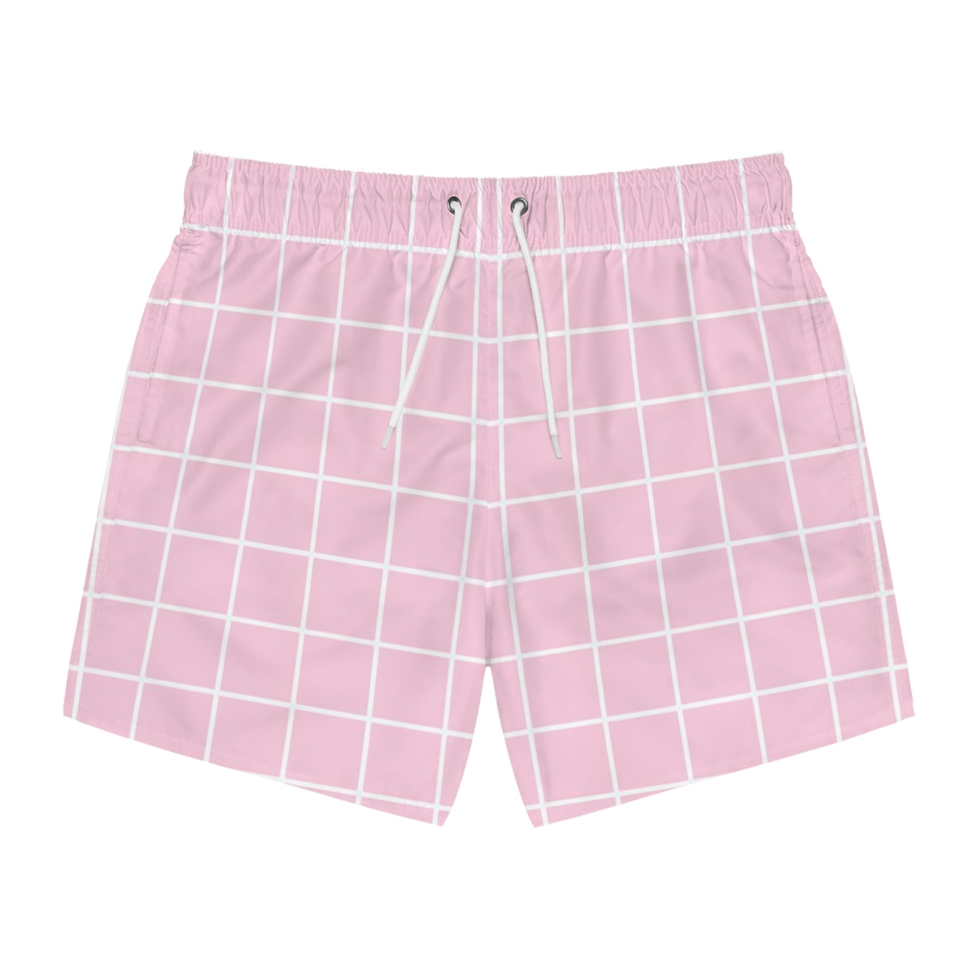 JAKKOUTTHEBXX Mens Pink Plaid Swim Trunks 2025