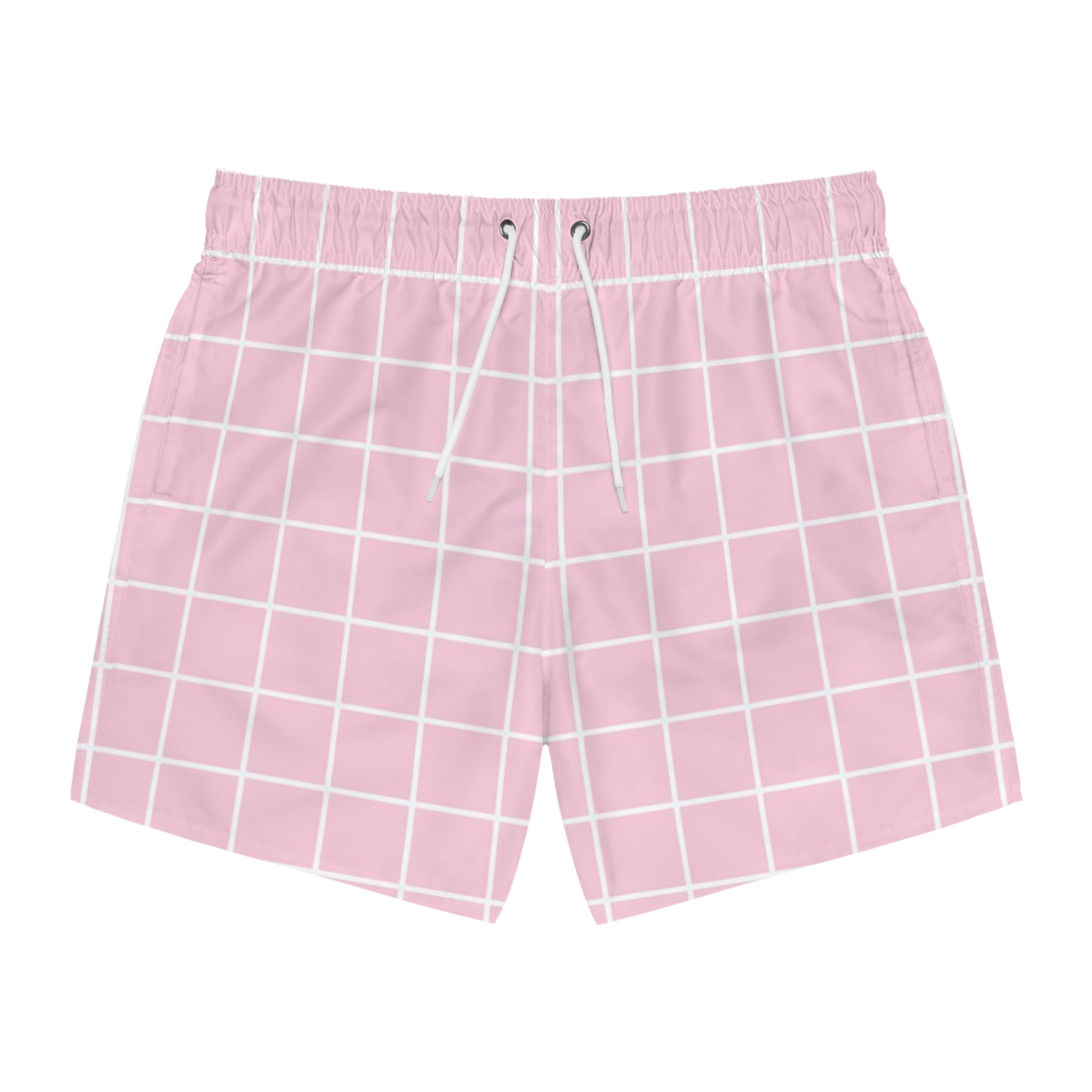 JAKKOUTTHEBXX Mens Pink Plaid Swim Trunks 2025