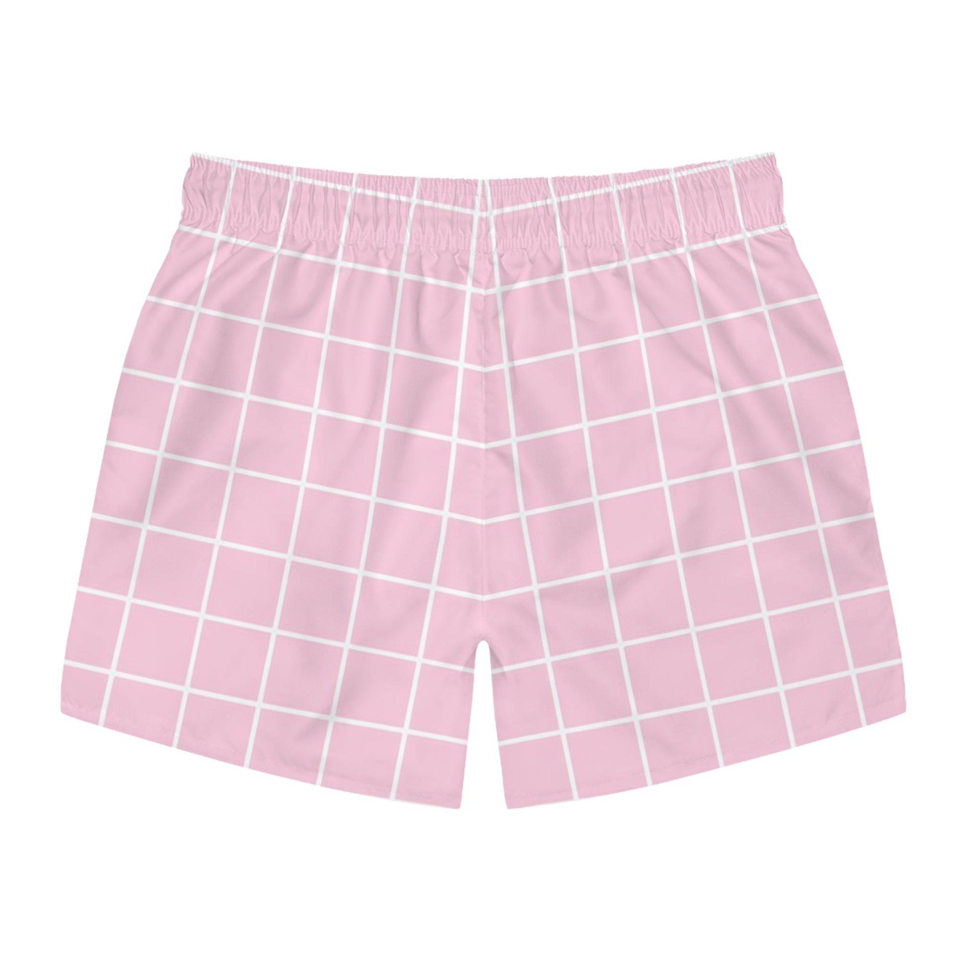 JAKKOUTTHEBXX Mens Pink Plaid Swim Trunks 2025