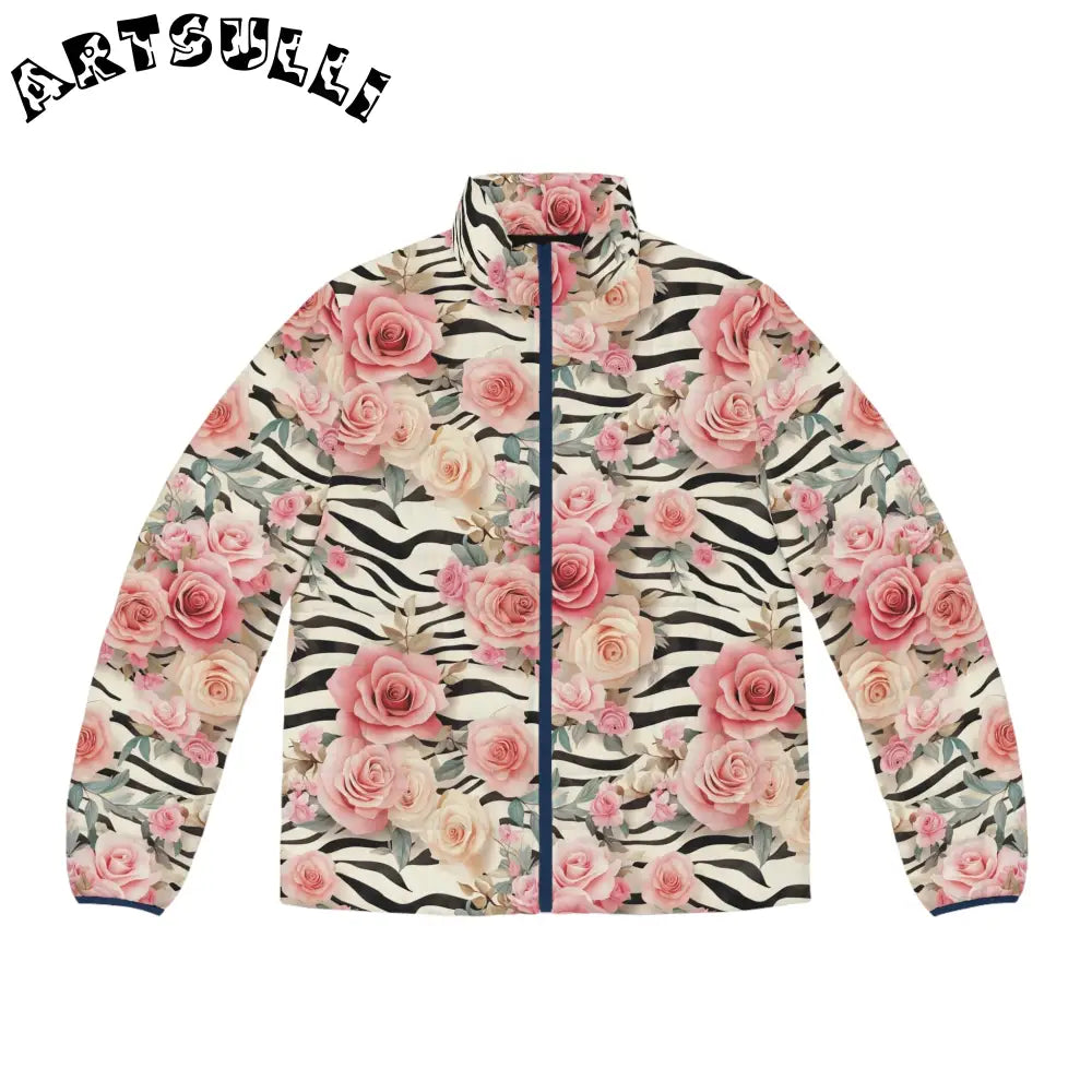 JAKKOUTTHEBXX Pink Floral Zebra Print Puffer Jacket 2025