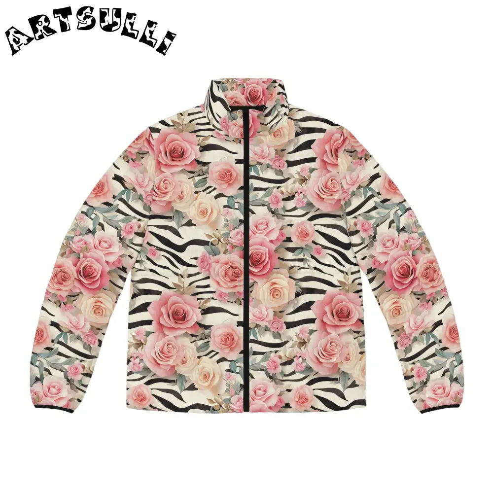 JAKKOUTTHEBXX Pink Floral Zebra Print Puffer Jacket 2025