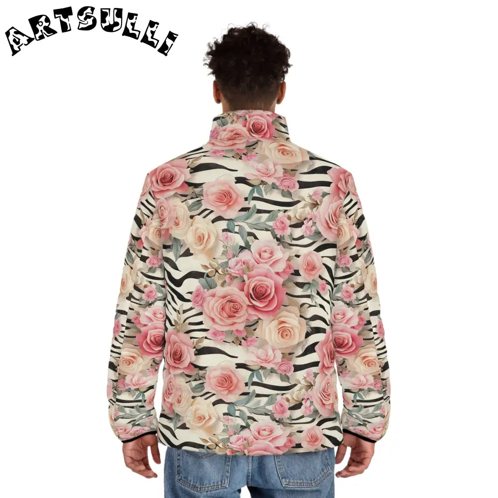JAKKOUTTHEBXX Pink Floral Zebra Print Puffer Jacket 2025