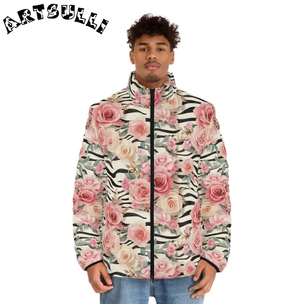 JAKKOUTTHEBXX Pink Floral Zebra Print Puffer Jacket 2025