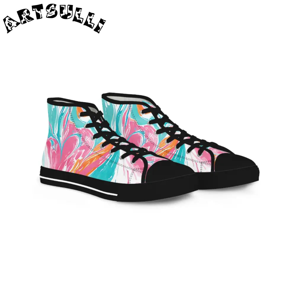 Men's Swirl High Tops with Breathable Polyester Canvas, Artsulli - Art is Long, Life is Short, Shoes, Size, US 5, Color, Black sole, , , 54037099282893057705