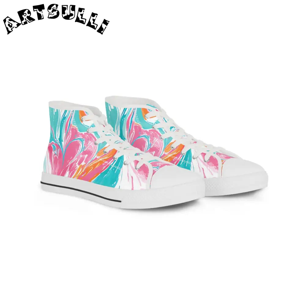 Men's Swirl High Tops with Breathable Polyester Canvas, Artsulli - Art is Long, Life is Short, Shoes, Size, US 5, Color, White sole, , , 33372830597890545543