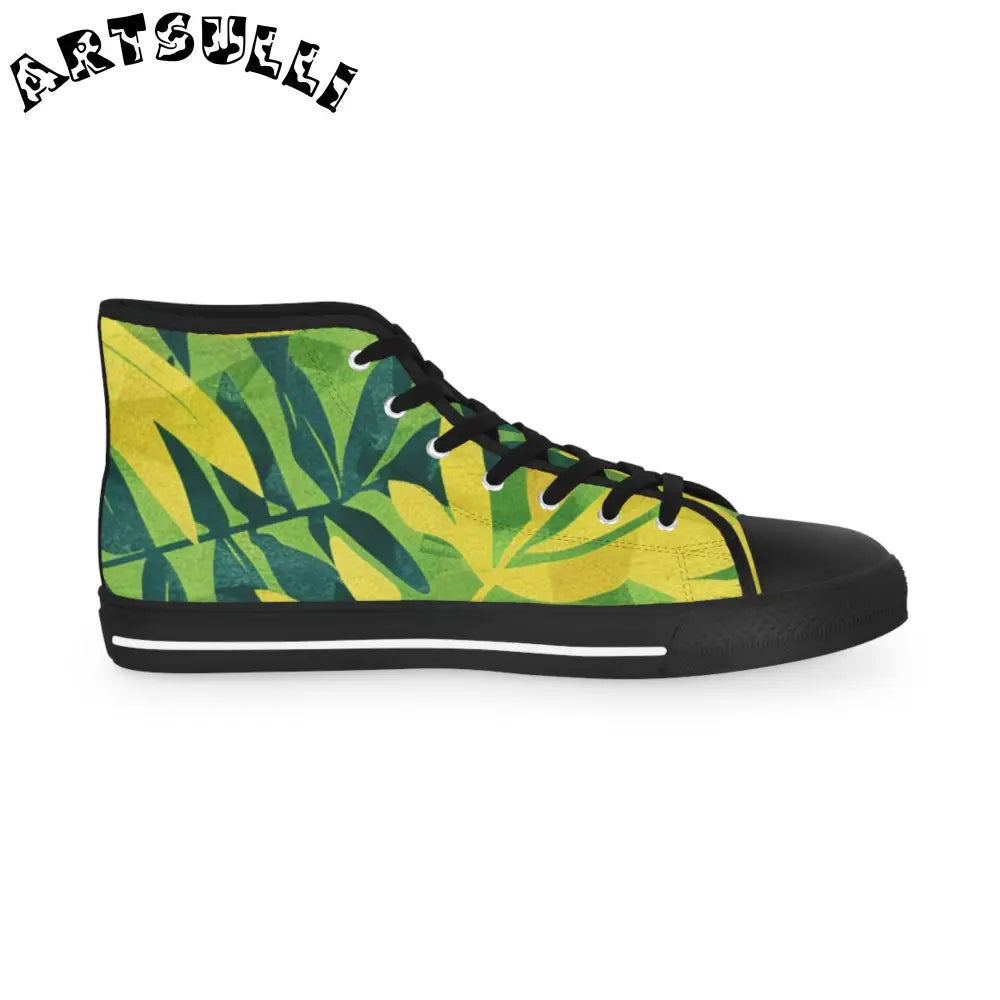Men's Tropical Leaf High Top Sneakers, Artsulli - Art is Long, Life is Short, Shoes, , , , , , , 